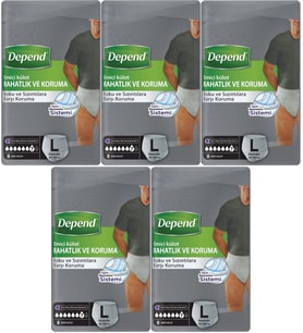 Depend Emici Külot Pants Hasta Bezi L - Büyük - Large Erkek 40 Adet (5PK*8)