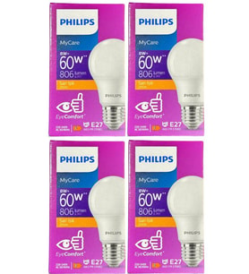 Philips 8W (60W) 2700K (Sarı Işık) E27 Duylu Klasik Led Ampul (4 Adet)