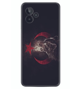 General Mobile GM 24 Pro Kılıf Resimli Desenli Baskılı Silikon Kurt ve Ay Yıldız 1403