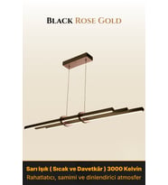 Cosmo Rose Gold Lineer LED Sarkıt Avize – Kumandalı Dim Edilebilir – Yukarı & Aşağı Işık