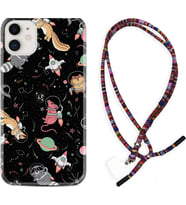 Apple iPhone 11 12 13 Mini Kılıf Boyun Asklı Rasta Silikon Planet Animals 1771