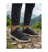 Erkek Sararmaz Taban İthal süet Sneaker Ayakkabı-SİYAH BEYAZ