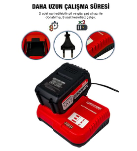 21 Volt 3 Amper 2 Adet Pil ve Şarz Cihazı