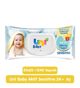 Uni Baby Aktif Sensitive Islak Mendil 24x52 1248 Yaprak