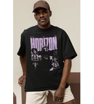 Tasarım Horizon Rock Metal Müzik Grubu Baskılı Unisex Oversize Tişört