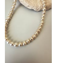 Vip Kalite Pirinç Üzeri Altın Kaplama A++ 7-8 mm Tatlı Su İncisi Choker Kolye (Gold)