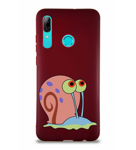 Huawei P Smart 2019 Soft Premier Kapak Salyangoz Gary Tasarımlı Silikon Kılıf - Mürdüm (Şeffaf)