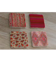 Osmanlı Kumaş Desenleri Doğal Taş Bardak Altlığı 4'lü set - Natural Stone Coasters