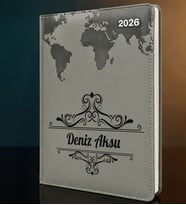 BK Gift Kişiye Özel İsimli Termo Sert Kapak 2026 Gri Ajanda -2, Öğretmenler Günü Hediyesi, Yeni İş Hediyesi