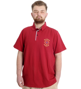 Mode XL Büyük Beden Erkek T-shirt Polo ADVENTURE 23323 Bordo