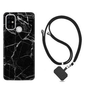 Casper E30 F20 X20 Kılıf Boyun Askılı Silikon Fragile Black Mermer 1378
