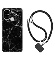 Casper E30 F20 X20 Kılıf Boyun Askılı Silikon Fragile Black Mermer 1378