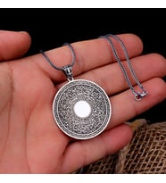 YETEL KÜRSİ YAZILI MADALYON MODEL 925 AYAR GÜMÜŞ KOLYE (Gri)