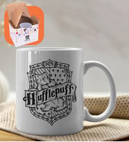 Harry Potter Hufflepuff Tasarımlı Beyaz Porselen Kupa