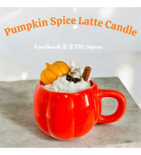 Pumpkin Spice Latte Candle / Balkabaklı Latte Mum (balkabağı & kahve aromalı) (Koyu Turuncu)