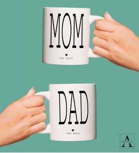 Mom and Dad Tasarımlı 2'li Kupa Bardak