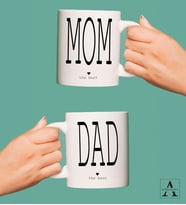 Mom and Dad Tasarımlı 2'li Kupa Bardak
