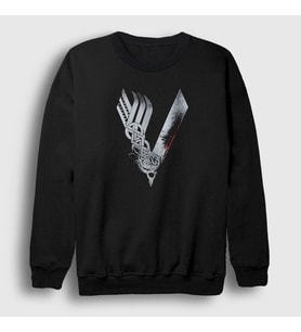 Presmono Unisex Siyah Logo Vikings Sweatshirt 221781tt