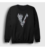 Presmono Unisex Siyah Logo Vikings Sweatshirt 221781tt