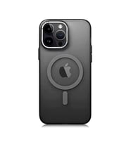Apple iPhone 14 Pro Uyumlu Kılıf M-safe Şarj Özellikli Buzlu Sert PC Zore Tuval Kapak (Siyah)