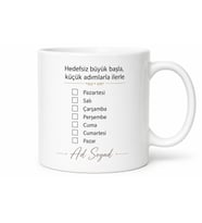 Kişiye Özel Haftalık Hedefler Baskılı Kupa Bardak Motivasyon Hediye