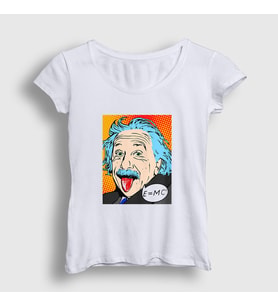 Presmono Kadın Beyaz Pop Art Scientist Albert Einstein T-Shirt 338123tt