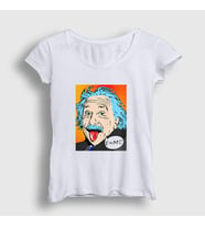 Presmono Kadın Beyaz Pop Art Scientist Albert Einstein T-Shirt 338123tt