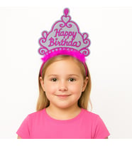 Pembe Happy Birthday Prenses Tacı – Doğum Günü Taç Aksesuarı