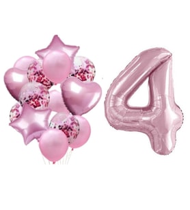 Pembe 4 Yaş Folyo Balon Set