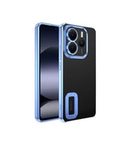 Coverzone Xiaomi Redmi Note 14 5G ile uyumlu K?l?f Kamera Korumal? Logo G�steren Parlak renk kenar �izgileri ile ??k bir tasar?m Colored Z-Omega Kapak Sierra Mavi