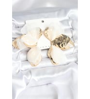 Pirinç Gold Renk Beyaz Tüllü Lotus Kadın Küpe 5886 - GLST3007-4773