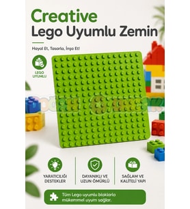 Yeşil Creative Blok Zemin - Zemin Parça - Yer Puzzle Lego - Lego Zemin - Yeşil Yaratıcı Zemin - Crea