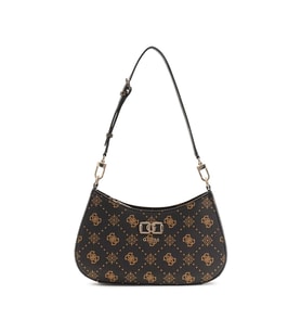 Guess Emelie Logolu Üstten Fermuarlı Kadın Kahverengi Omuz Çantası HWGP9928180-ESL