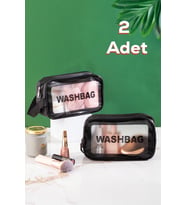 Porsima 3140 2li Şeffaf Seyahat Ve Makyaj Çantası Su Geçirmez Organizer Washbag Şeffaf