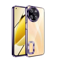Coverzone Realme 11 4G ile uyumlu K?l?f Kamera Korumal? Logo G�steren Parlak renk kenar �izgileri ile ??k bir tasar?m Colored Z-Omega Kapak Derin Mor