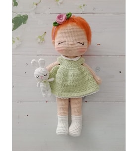 Uykucu Sevimli Bebek ve Tavşiği Amigurumi Organik Oyuncak