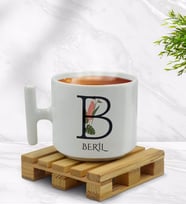 BK Gift Kişiye Özel Baş Harfli İsimli T Kulplu Beyaz Middle Kupa Bardak-10