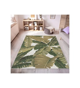 Rovigo Home Dijital Baskı Yıkanabilir Kaymaz Taban Salon Halısı RVG0529 (Yeşil)