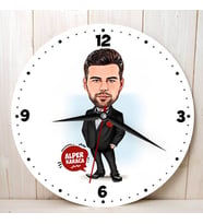 Karikatürlü Damat Kıyafetli Erkeğe Hediye Kişiye Özel Duvar Saati