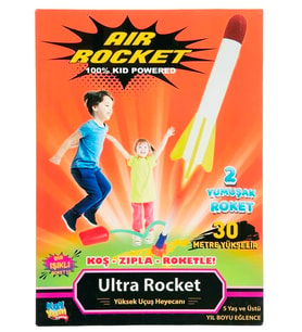 1 Işıklı, 1 Işıksız Yedek Roketli - Air Rocket Işıklı Ultra Uçan Duello Oyuncak Seti- (Turkuaz)