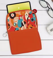BK Gift Modern Soyut Tasarımlı Taşınabilir Koruyucu Tablet Kılıfı & Organizer Çanta - Turuncu-6