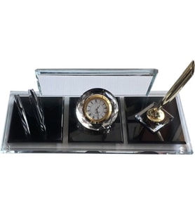 Kristal Masaüstü Kalemli isimlik - Ofis Makam Hediyesi M553 FUME GOLD Masa İsimliği