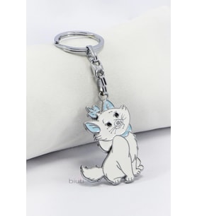 Mavi Beyaz Kedi Metal Anahtarlık, Küçük Çanta ve Anahtar Süsü