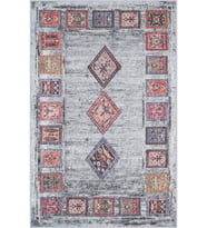 Eliana Home Baskılı, Yıkanabilir Kaymaz Taban Salon Halısı LNA1721 100x150 cm (Gri)