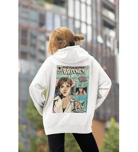 Tasarım Dergi Kapağı Britney Spears Baskılı Unisex Oversize Şarkıcı Hoodie