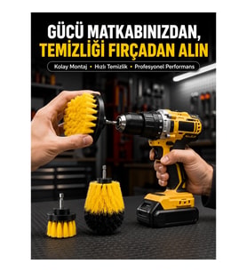 Mey İthalat® Matkap Uyumlu Temizlik Fırçası Seti 3’lü Çok Amaçlı
