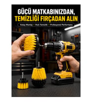 Mey İthalat® Matkap Uyumlu Temizlik Fırçası Seti 3’lü Çok Amaçlı