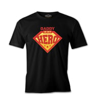 Daddy is My Hero Logo Siyah Erkek Tshirt
