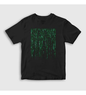Presmono Unisex Çocuk Siyah Code Film The Matrix T-Shirt 253512tt