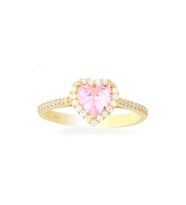 925 Ayar Gümüş Pembe Swarovski Kalp Yüzük